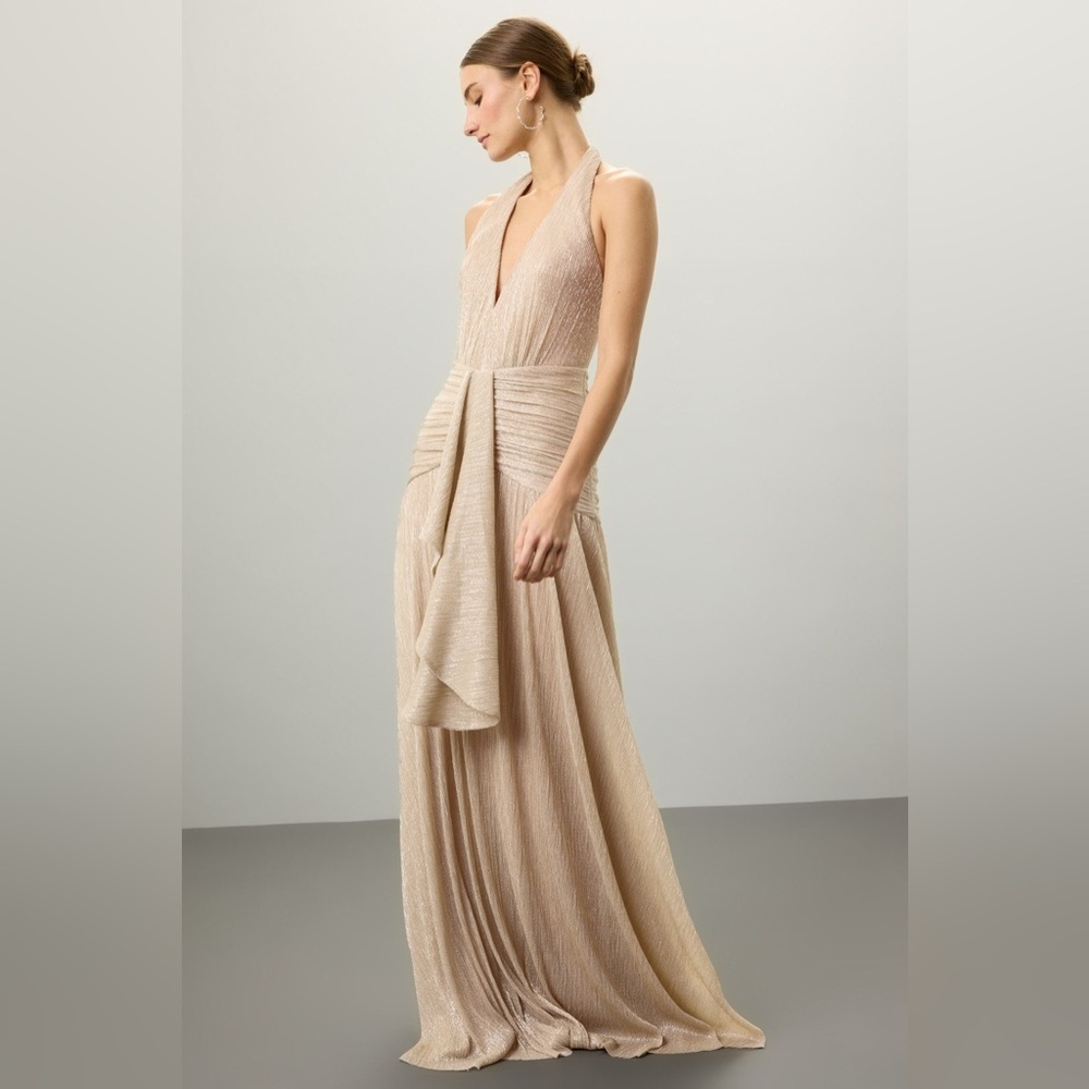 PatBO Lurex Draped‎ Maxi Dress Gold US 4